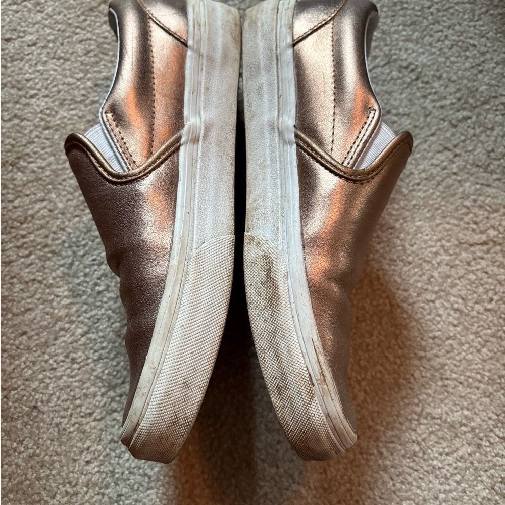 Bronze Rose Gold Metallic Slip On Vans - Picture 3 of 5